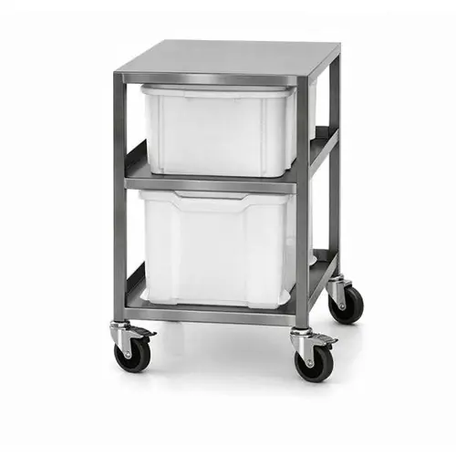 Zutatenwagen Edelstahl mit 1 + 1 Kunststoffbehältern 500 mm x 630 mm H 760 mm Geprüft